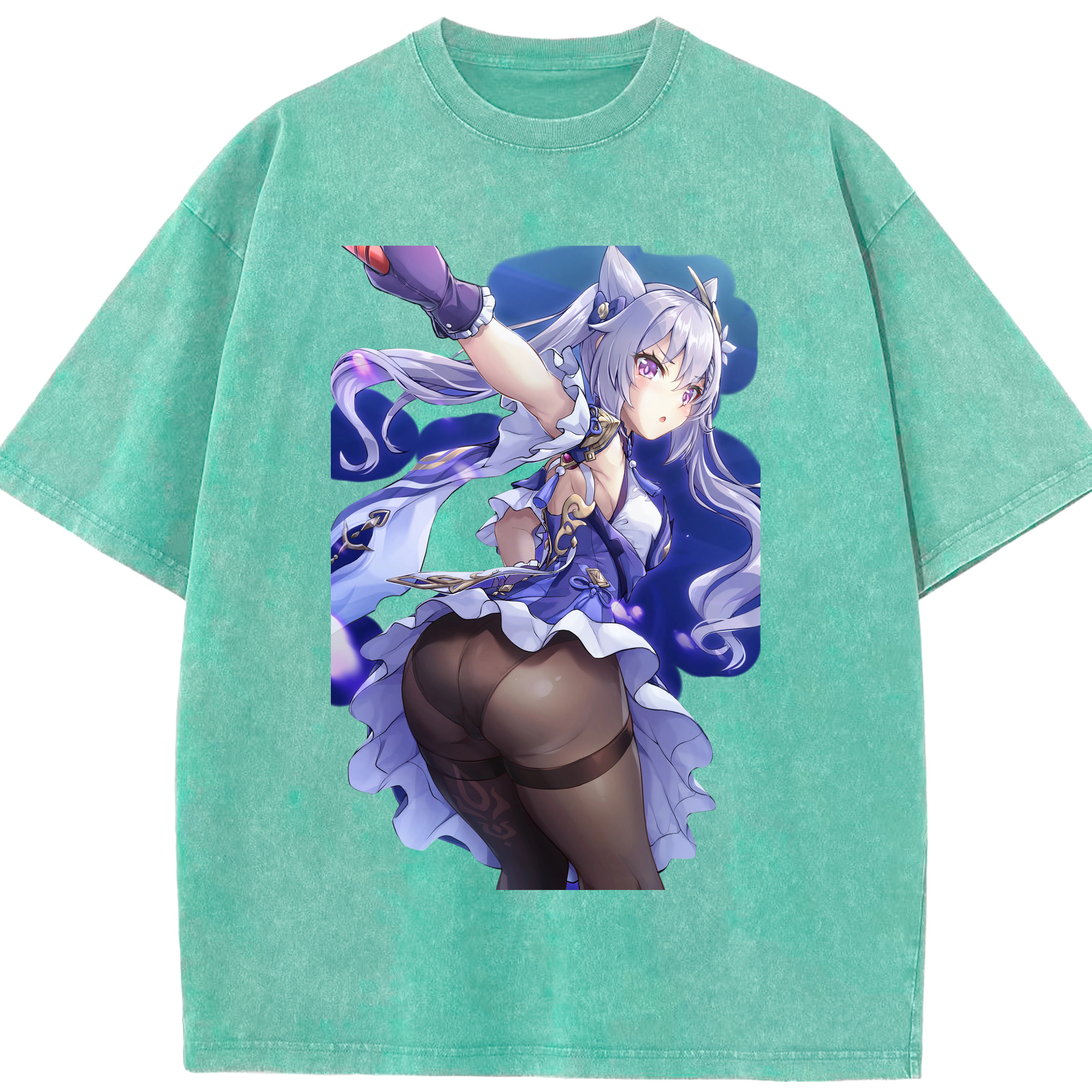 げんし神 刻晴 こくせい genshin Kokusei 綿100% ヴィンテージ風 半袖Tシャツ（フロントプリント）